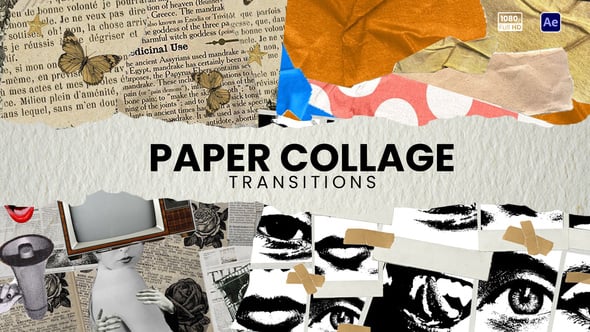 Videohive Paper Collage Transitions 59371096