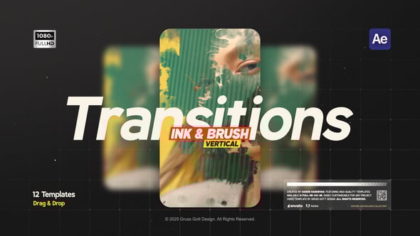 Videohive Vertical Ink & Brush Transitions