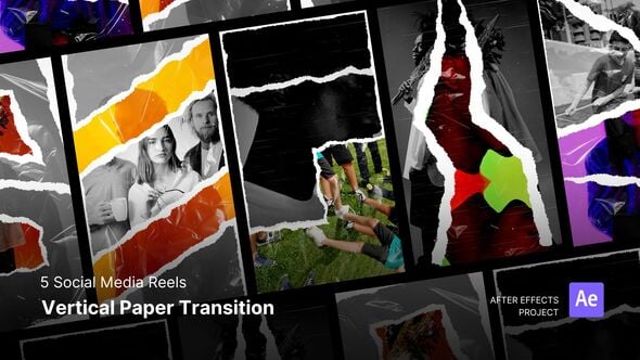 Videohive Transitition – Vertical Paper Transition After Effects Project Files