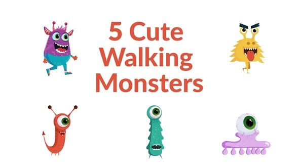 Videohive 5 Cute Walking Monsters