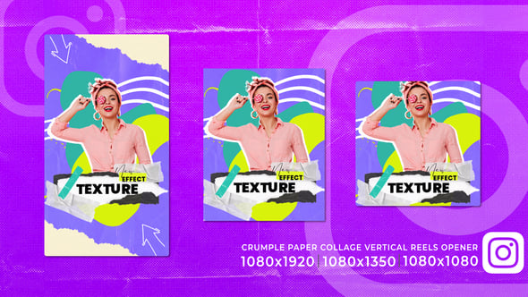 Videohive Crumple Tape Paper Collage Instagram Opener