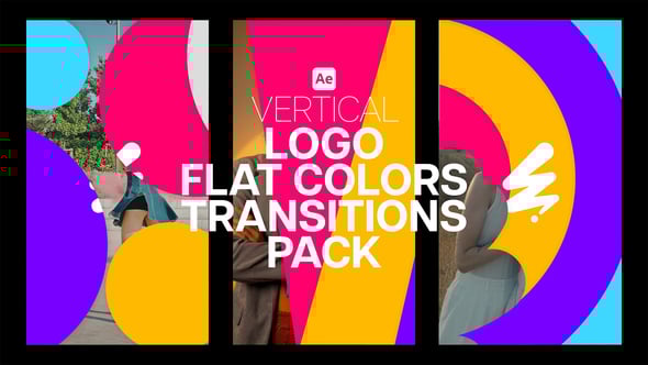 Videohive Vertical Logo Flat Colors Transitions Pack