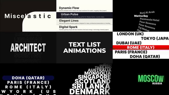 Videohive Looping Text List Animation Pack