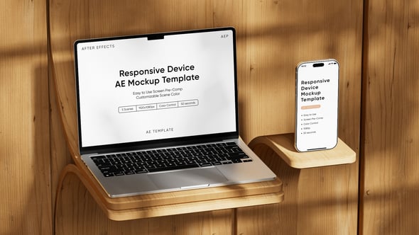 Videohive Responsive Device Phone 17 / Tablet Air / Laptop Screen Mockup Template