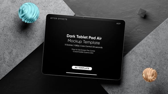 Videohive Dark Concrete Tablet Air AE Screen Template