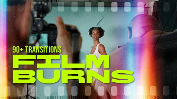 Videohive 90 Transitions Film Burns Light Leaks