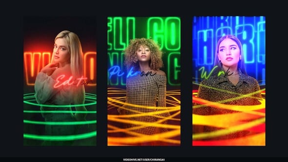 Videohive Neon Animated Lines Poster Storie