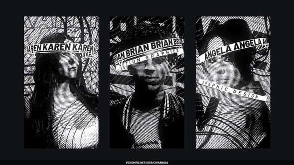 Videohive Black Glitch Lines Poster Stories