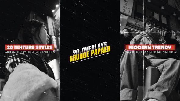 Videohive 20 Vertical Grunge Paper Grain Noise Overlays Pack