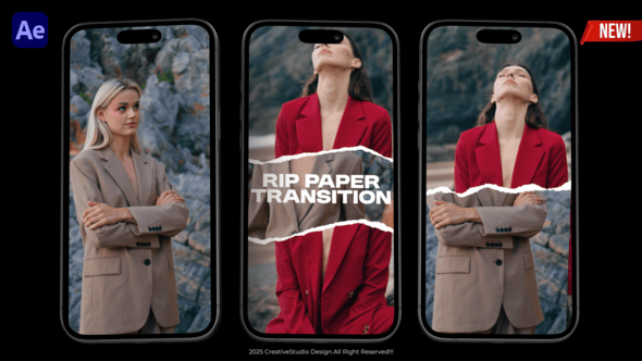Videohive Instagram Reels Rip Paper Transition Pack