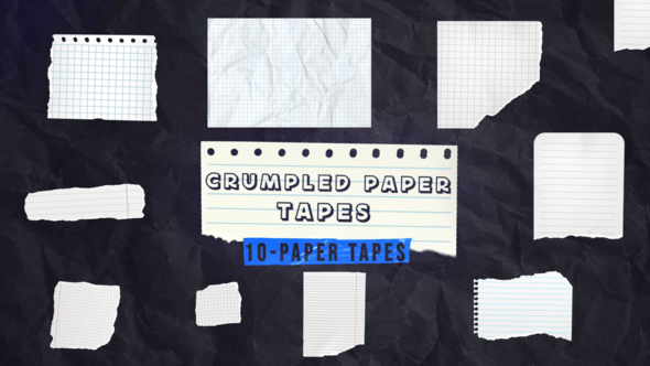 Videohive Crumpled Paper Tapes