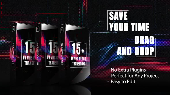 Videohive Analog VHS Glitch Transition Bundle-Vintage TV Glitch Effects for Video Editing