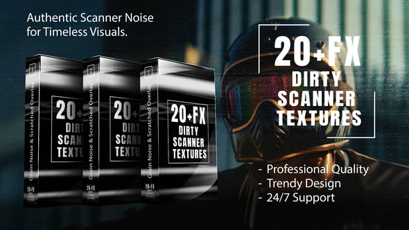 Videohive Dirty Scanner Textures – Grain Noise & Scratched Overlay Pack