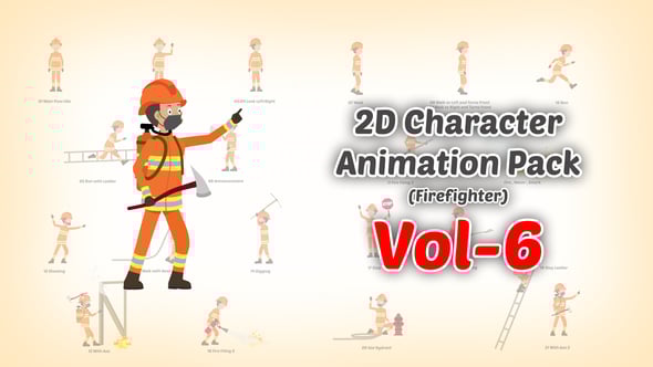 Videohive 2D character Animation Pack Vol 6 (firefighter)
