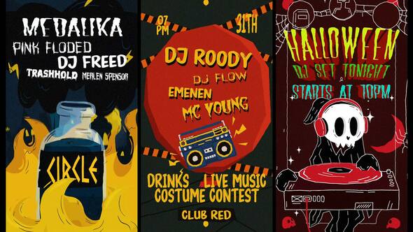 Videohive Vertical Halloween Party Flyers