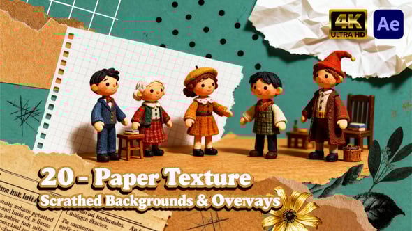 Videohive Paper Scratched Texture Overlays – Vintage Grunge Surface Pack