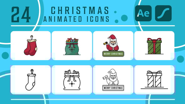 Videohive set of christmas icons pack animation video
