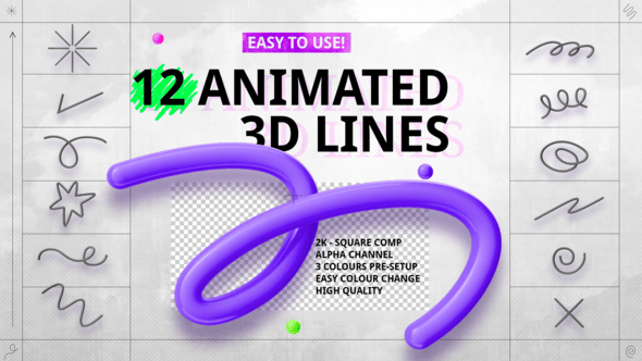 Videohive 12 animated 3D lines