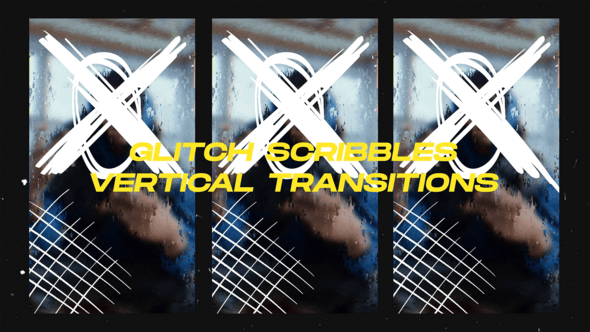 Videohive Vertical Glitch Scribbles Elements Transitions