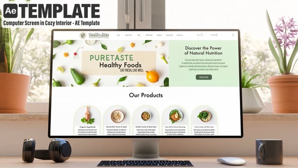 Videohive Computer Monitor Screen Mockup | 10 Scenes Set – Cozy Interior AE Template