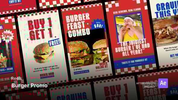 Videohive Reels – Burger Promo After Effects Project Files