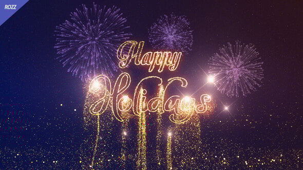 Videohive Happy Holidays Gold Line Flares Black