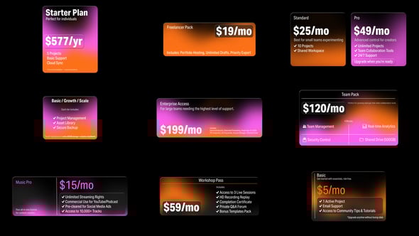 Videohive Pricing Table Glass
