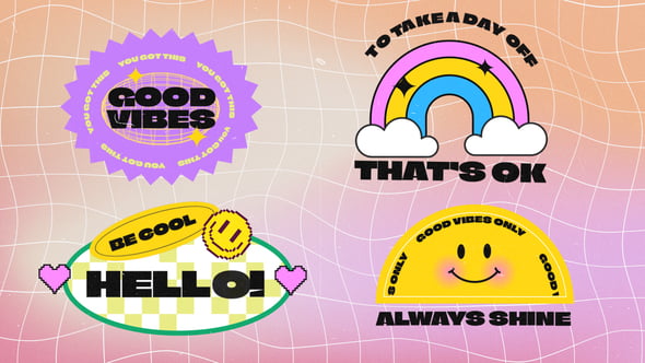 Videohive Neo Brutalism Y2K Groovy Retro Stickers Pack