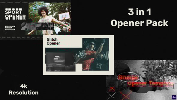 Videohive Sport Glitch Grunge Opener Pack (3 Versions)