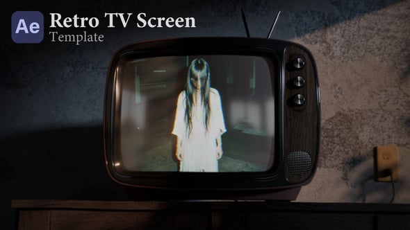 Videohive Retro TV Screen Template – Thunderstorm Horror VHS Look – AE Mockup (Horizontal + Vertical)