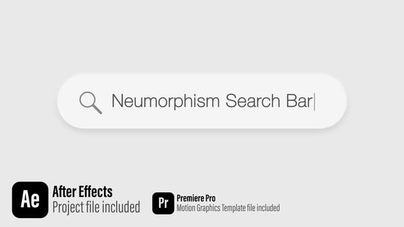 Videohive Neumorphism Search Bar – Text Typing Animation | After Effects and Premiere Pro Template