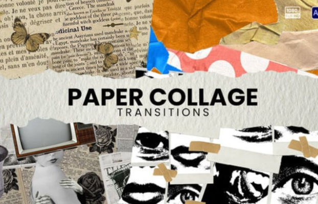 Videohive Paper Collage Transitions