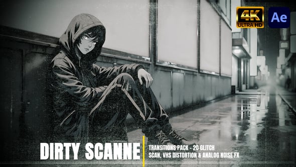 Videohive 20-Dirty Scanner Transitions Pack – Glitch Scanlines, VHS Noise & Distortion FX