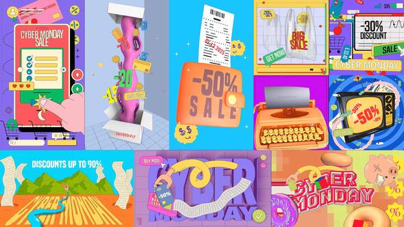 Videohive Animated Looping Cyber Monday Graphics