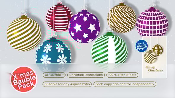 Videohive Christmas Bauble Template with Merry Christmas Vertical Animated Greeting Card