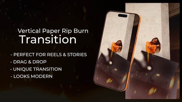 Videohive Vertical Paper Rip Transition