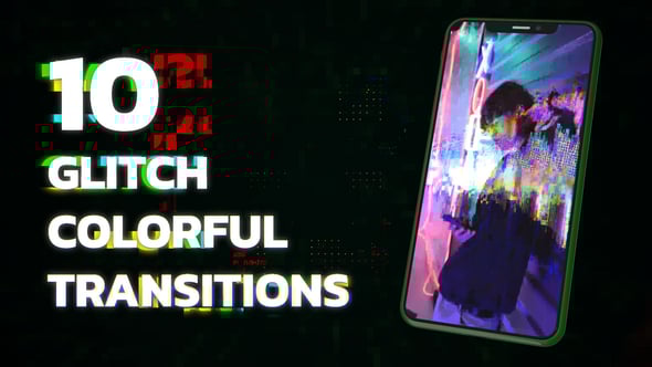 Videohive Glitch Colorful Transitions