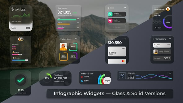 Videohive Infographic Widgets — Glass & Solid Versions