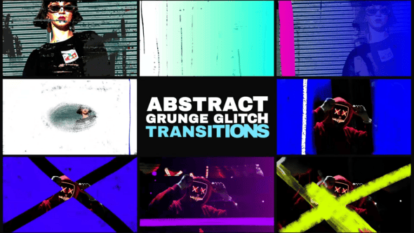 Videohive Abstract Grunge Glitch Seamless Transitions for After Effects