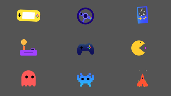 Videohive Retro Gaming Icons for After Effects