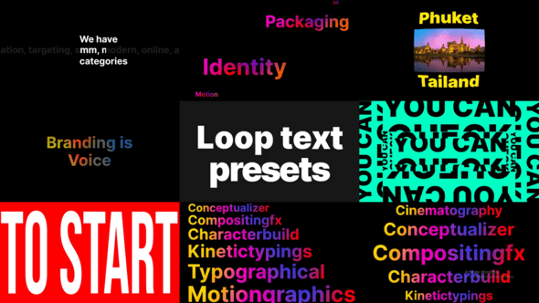 Videohive Looping Text List Animation