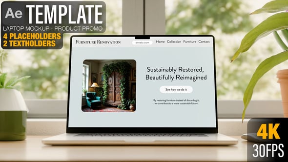 Videohive Laptop Screen App or Website 30-Second Advertisement Mockup with Logo