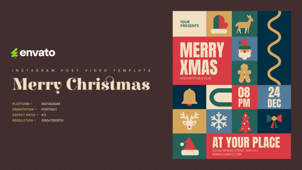Videohive Christmas Instagram Post Portrait – Creative After Effects Video Template 60882886