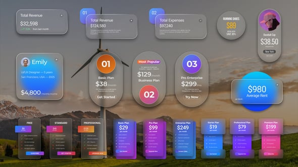 Videohive Finance Dashboard Pack — Glass & Solid Versions