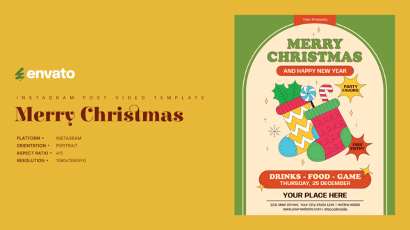 Videohive Christmas Instagram Post Portrait – Creative After Effects Video Template
