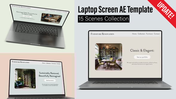 Videohive Laptop Screen Mockup Collection – 15 Animated Scenes – AE Template