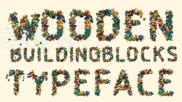 Videohive Dynamic Colorful Wooden Building Block Letters