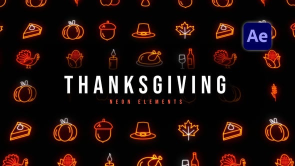Videohive Thanksgiving Neon Elements