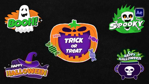 Videohive Halloween Sticker Titles | Looped