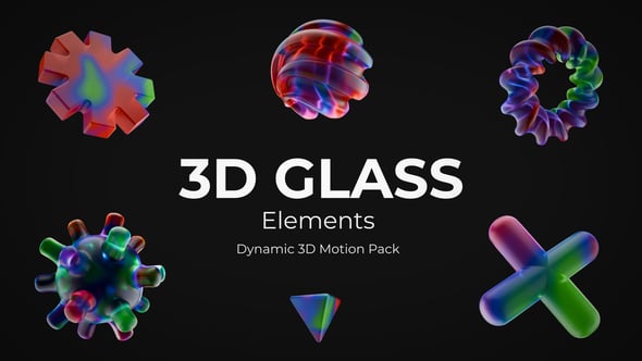 Videohive 3D Glass Colorful Elements – Vibrant Transparent Shapes Pack